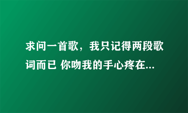 求问一首歌，我只记得两段歌词而已 你吻我的手心疼在心，心心一秒一秒被她占据