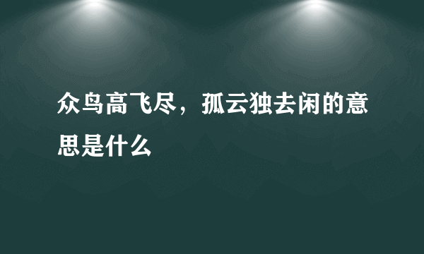 众鸟高飞尽，孤云独去闲的意思是什么