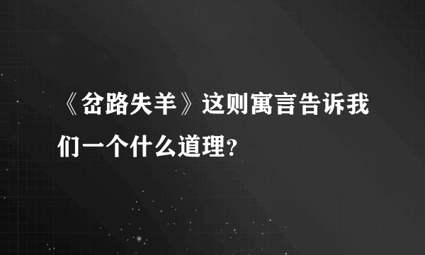 《岔路失羊》这则寓言告诉我们一个什么道理？