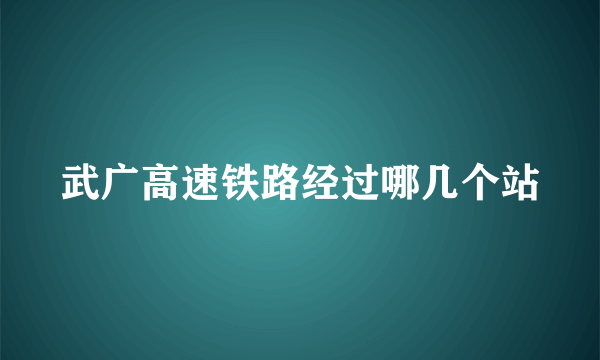 武广高速铁路经过哪几个站