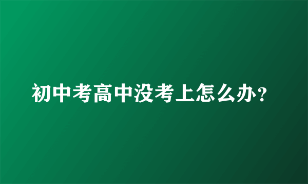 初中考高中没考上怎么办？