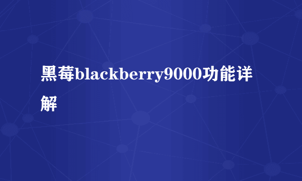 黑莓blackberry9000功能详解