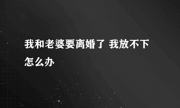 我和老婆要离婚了 我放不下 怎么办