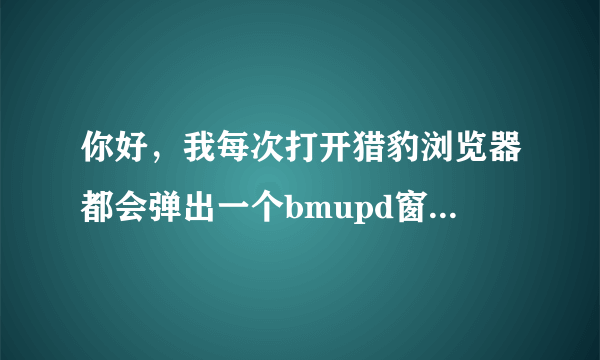 你好，我每次打开猎豹浏览器都会弹出一个bmupd窗口，怎么才能让它不弹出来。太麻烦了