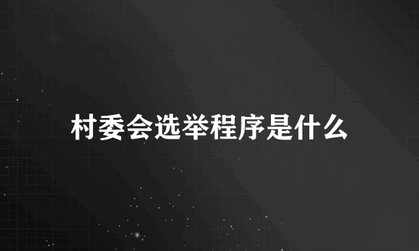 村委会选举程序是什么