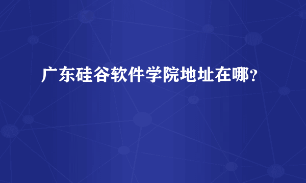 广东硅谷软件学院地址在哪？