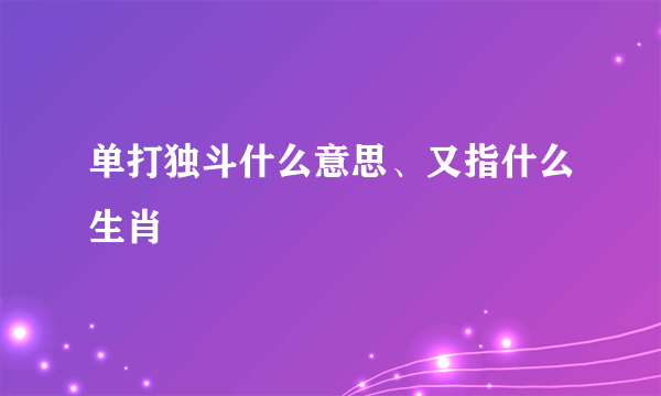 单打独斗什么意思、又指什么生肖