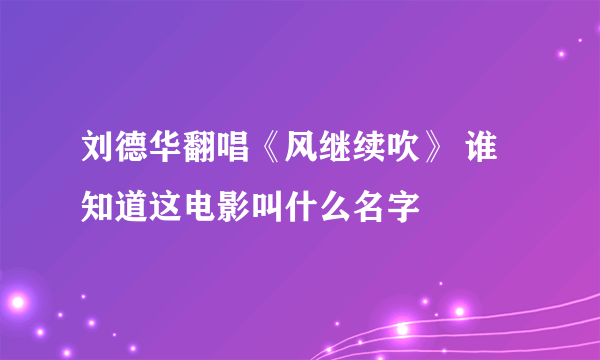 刘德华翻唱《风继续吹》 谁知道这电影叫什么名字