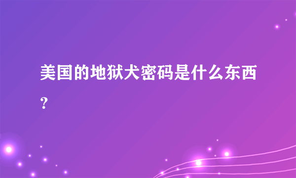 美国的地狱犬密码是什么东西？