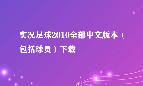 实况足球2010全部中文版本（包括球员）下载