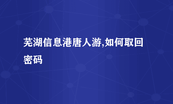 芜湖信息港唐人游,如何取回密码