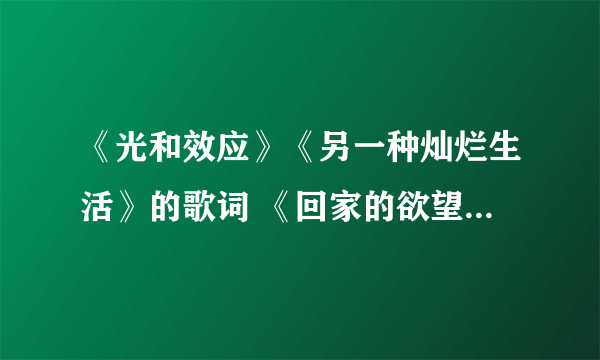 《光和效应》《另一种灿烂生活》的歌词 《回家的欲望》的片头曲是什么