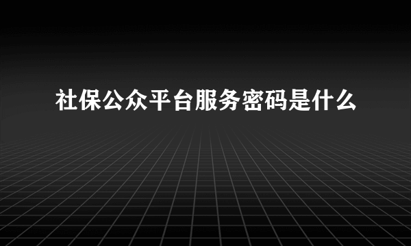 社保公众平台服务密码是什么