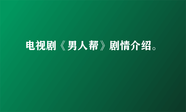 电视剧《男人帮》剧情介绍。