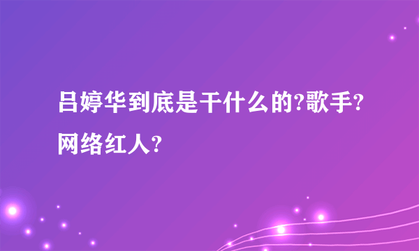 吕婷华到底是干什么的?歌手?网络红人?