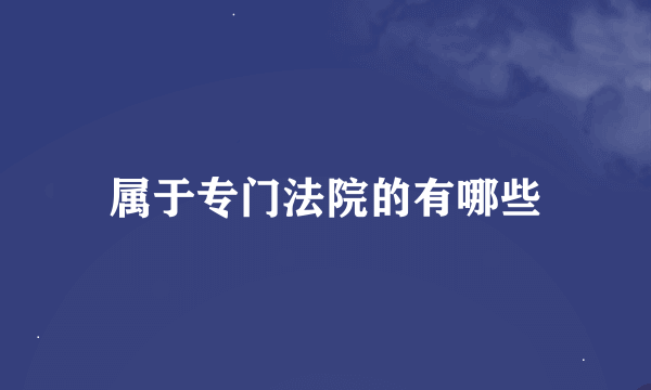 属于专门法院的有哪些