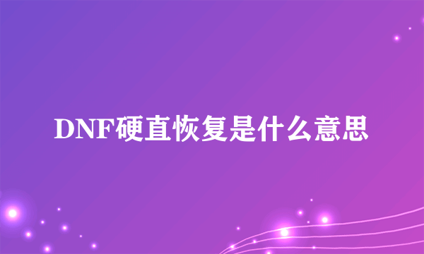 DNF硬直恢复是什么意思