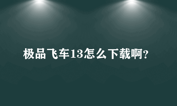 极品飞车13怎么下载啊？