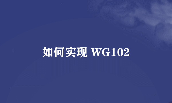 如何实现 WG102