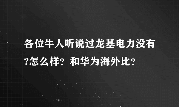 各位牛人听说过龙基电力没有?怎么样？和华为海外比？