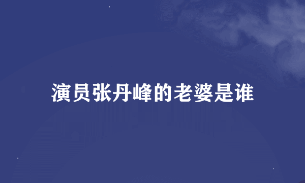 演员张丹峰的老婆是谁