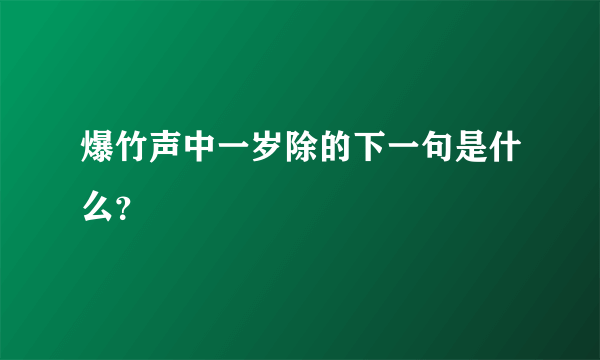 爆竹声中一岁除的下一句是什么？