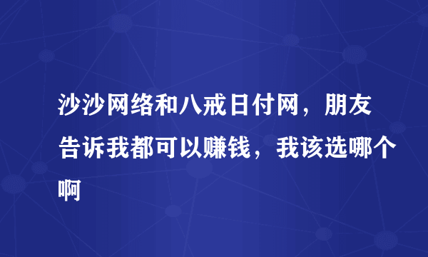 沙沙网络和八戒日付网，朋友告诉我都可以赚钱，我该选哪个啊