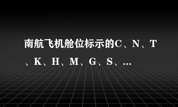 南航飞机舱位标示的C、N、T、K、H、M、G、S、L、Q、E，分别是什么意思？