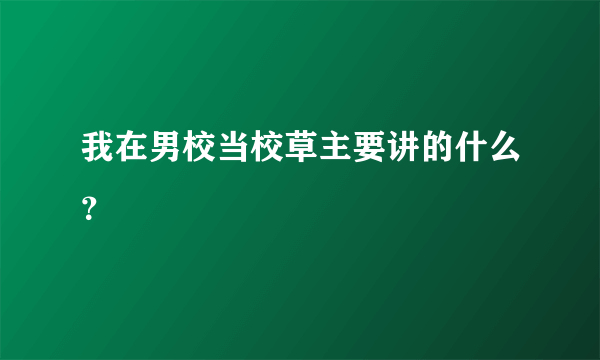 我在男校当校草主要讲的什么？