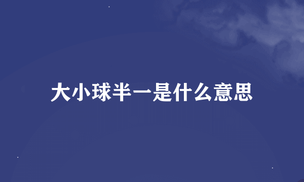 大小球半一是什么意思