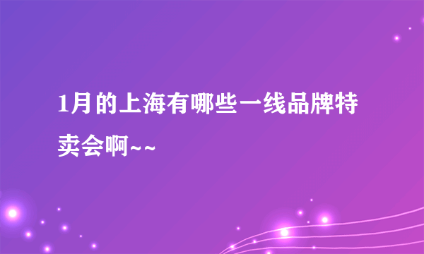 1月的上海有哪些一线品牌特卖会啊~~