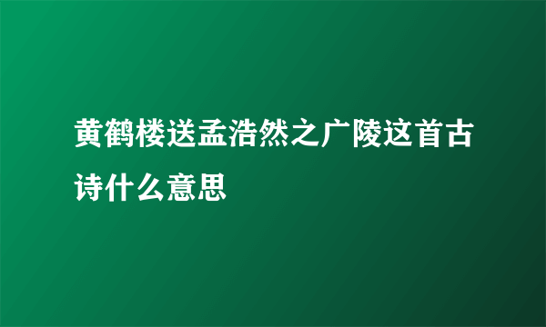 黄鹤楼送孟浩然之广陵这首古诗什么意思