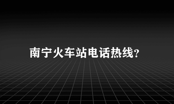 南宁火车站电话热线？