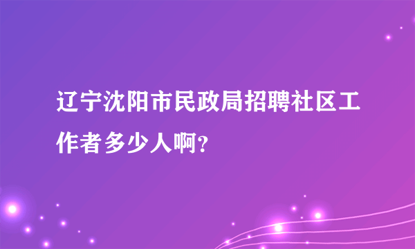 辽宁沈阳市民政局招聘社区工作者多少人啊？