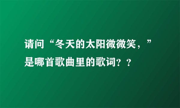 请问“冬天的太阳微微笑，”是哪首歌曲里的歌词？？