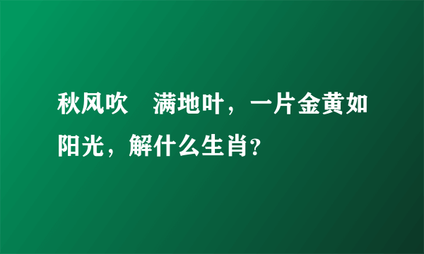 秋风吹溚满地叶，一片金黄如阳光，解什么生肖？