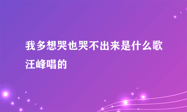 我多想哭也哭不出来是什么歌汪峰唱的