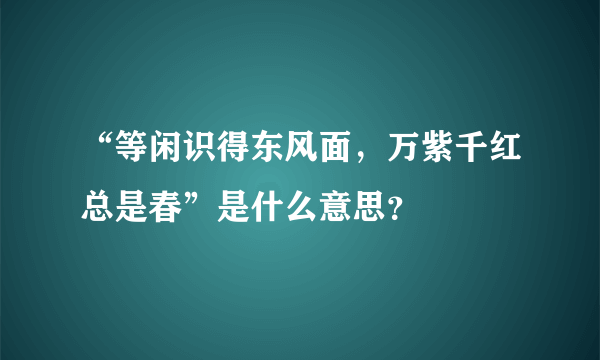 “等闲识得东风面，万紫千红总是春”是什么意思？