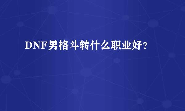 DNF男格斗转什么职业好？