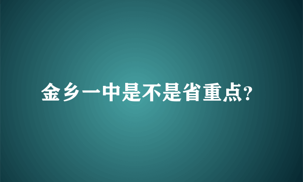 金乡一中是不是省重点？