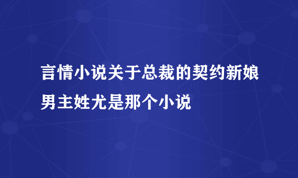 言情小说关于总裁的契约新娘男主姓尤是那个小说