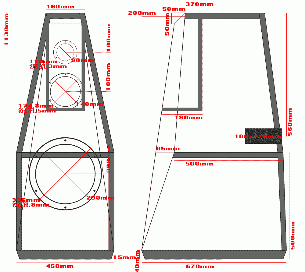 求 音箱图纸和尺寸图纸。。