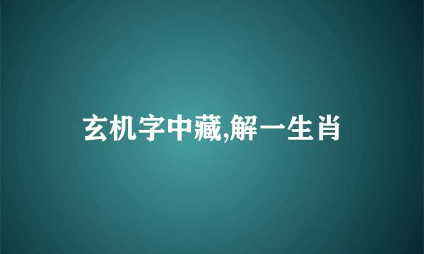 玄机字中藏,解一生肖