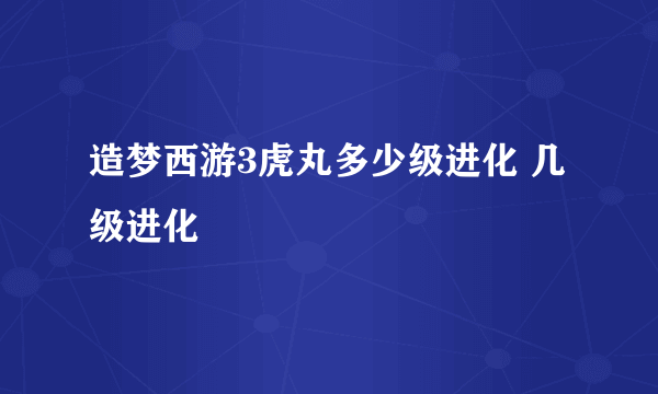 造梦西游3虎丸多少级进化 几级进化