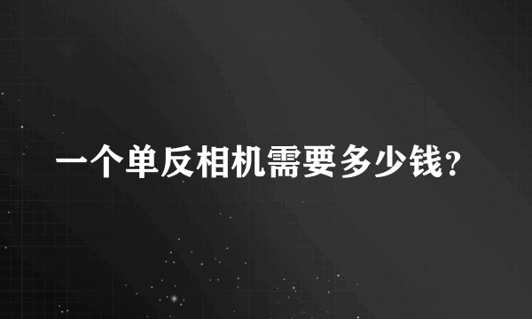 一个单反相机需要多少钱？