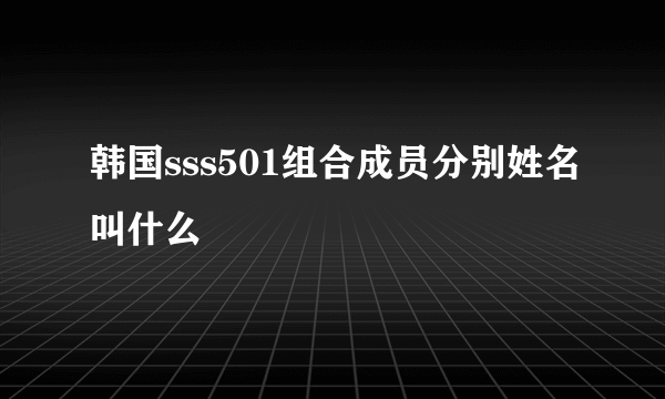 韩国sss501组合成员分别姓名叫什么