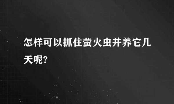 怎样可以抓住萤火虫并养它几天呢?