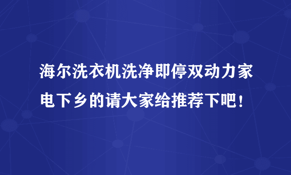 海尔洗衣机洗净即停双动力家电下乡的请大家给推荐下吧！