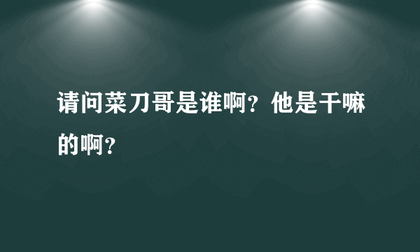 请问菜刀哥是谁啊？他是干嘛的啊？