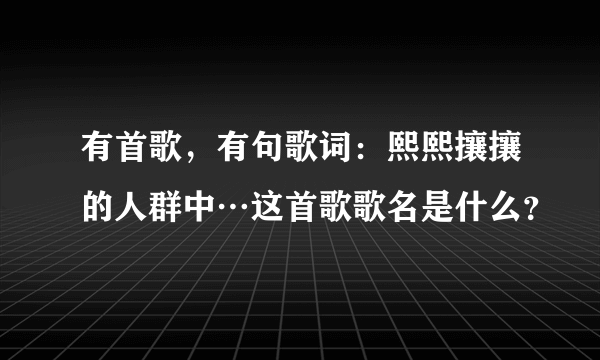 有首歌，有句歌词：熙熙攘攘的人群中…这首歌歌名是什么？